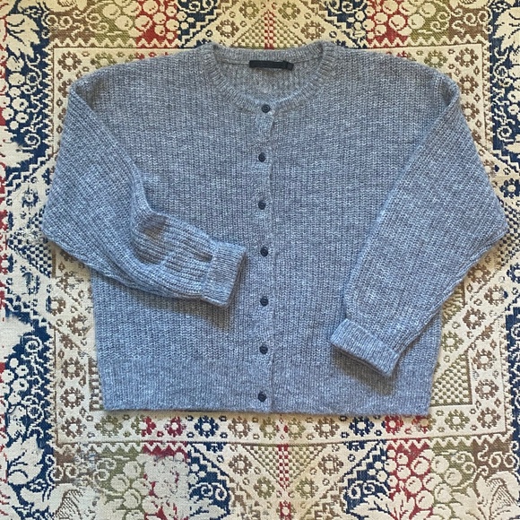 Jenni Kayne Hayes Crewneck Sweater Cardigan Grey Alpaca Wool Size Small S - Picture 5 of 13